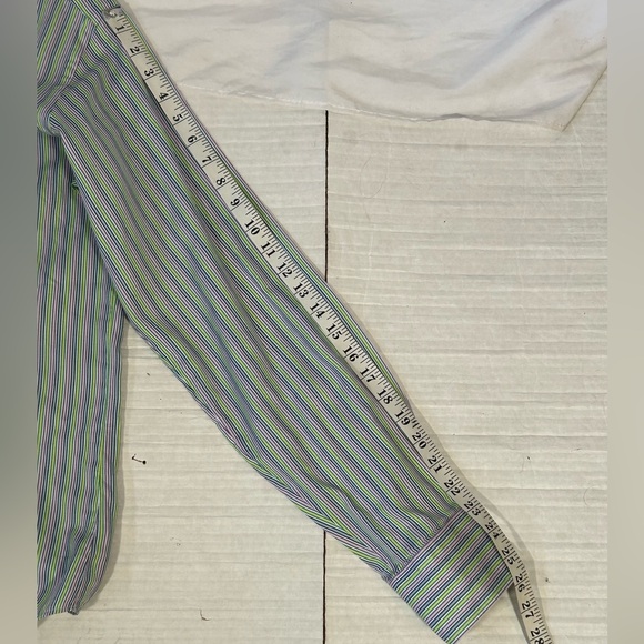 NEIMAN MARCUS DESIGNER RAINBOW STRIPES FLIP CUFF BUTTON DOWN SHIRT MENS LARGE - Picture 7 of 7